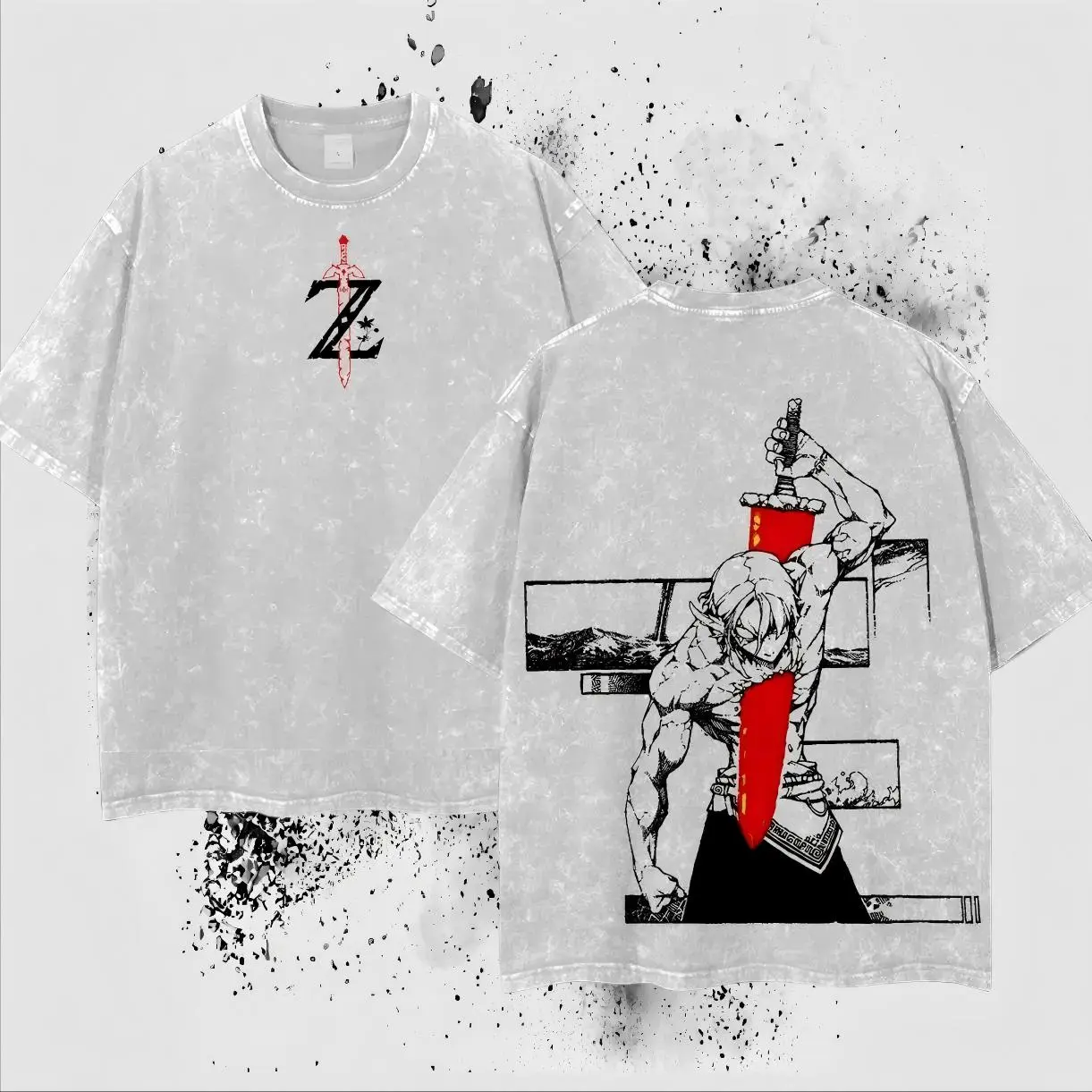 ST Link Print Washed Cotton T-shirt, Vintage Graphic Tee Washed For Fans Anime The Legend of Zelda, Design Top Cotton Streetwear Anime Manga T-Shirt Clothes Menswear Womenswear, T-shirt Unisex Hot graphic streetwear t-shirt symbol t-shirt invincible shirt