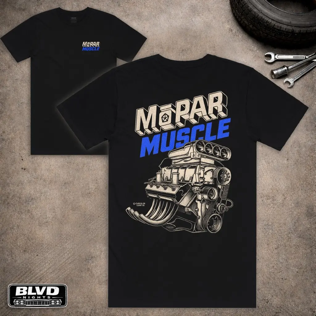Mopar Muscle Engine Graphic T-Shirt, Vintage Car Enthusiast Tee, Classic V8 Engine Shirt, Retro Automotive Apparel, Gift for Muscle Car Fans