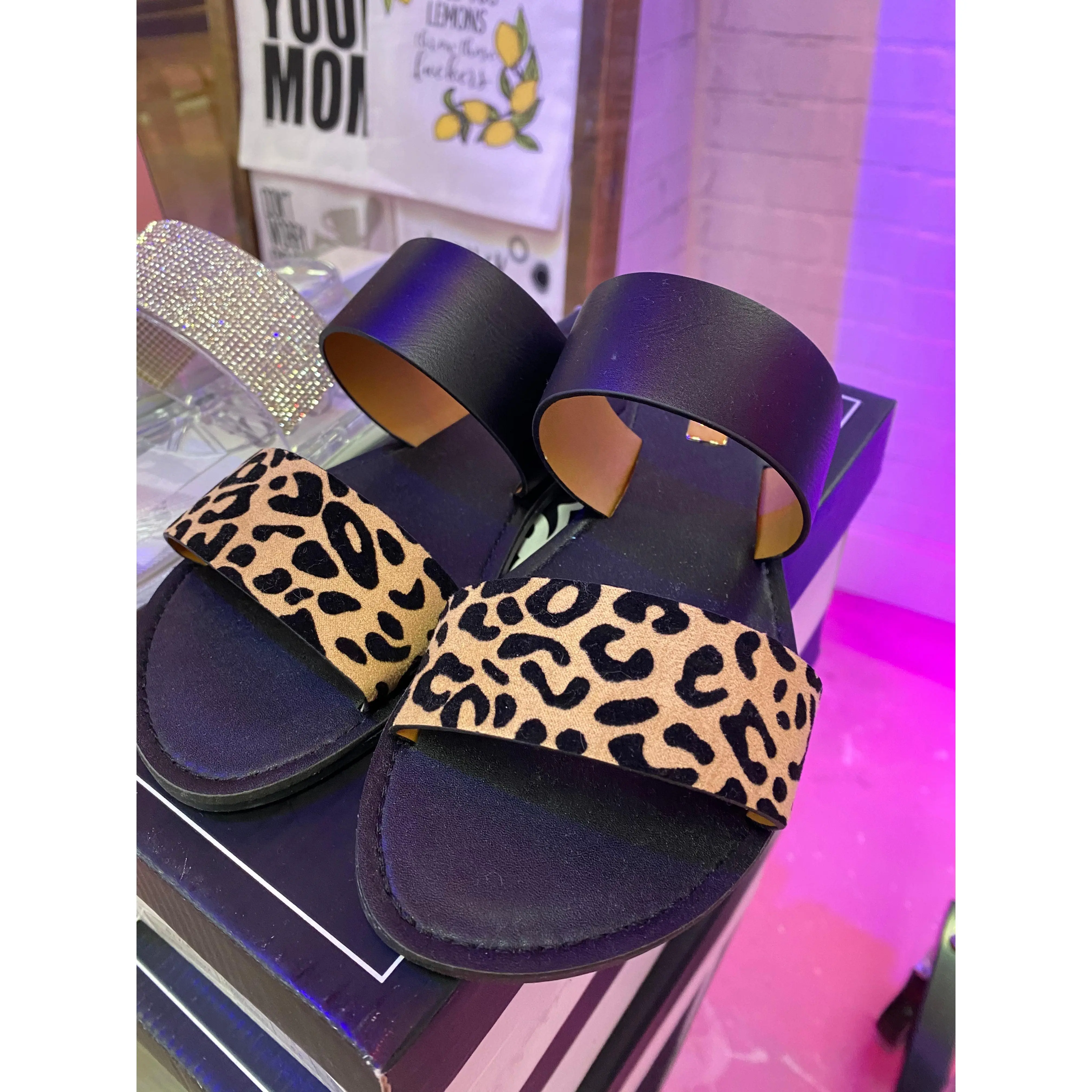 Athena Tan/Black Cheetah Sandal