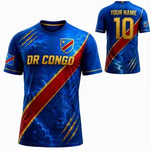 Custom DR Congo Soccer Jersey, Personalized Name Number Congolese Football Shirt U9T