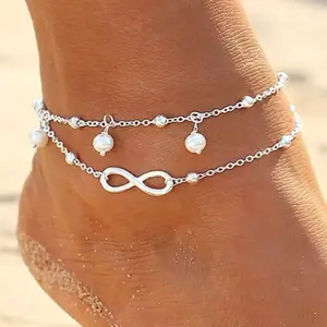 New Gold /Silver Stainless Steel Pearl Charms Anklet Foot Ankle Chain Bracelet