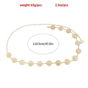 2026 Women's Retro Ethnic Metal Circle Waist Chain Bohemian Dress Waist Belt for All Outfits 119.5cm/47.0in Lightweight Comfortable Festival Accessory