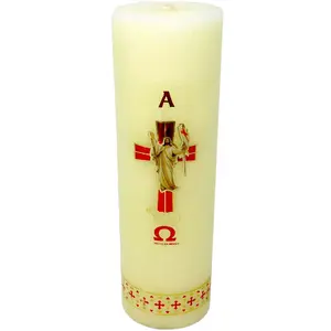 Cirio Pascual 2 Kilo Corto 12"Tall×4"Thick Paschal Candles Vela de Cera Jesucristo Resucitado Candle for Church Devotional