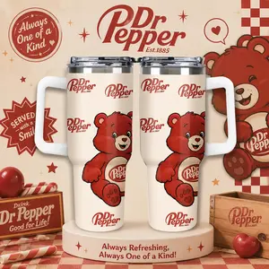 Dr Pepper Cute Bear 40oz Tumbler,20oz 30oz Travel Tumbler ,Stainless Steel Tumbler ,Tumbler Gift for Kids ,Halloween Living Room Decor ,Kawaii Cup