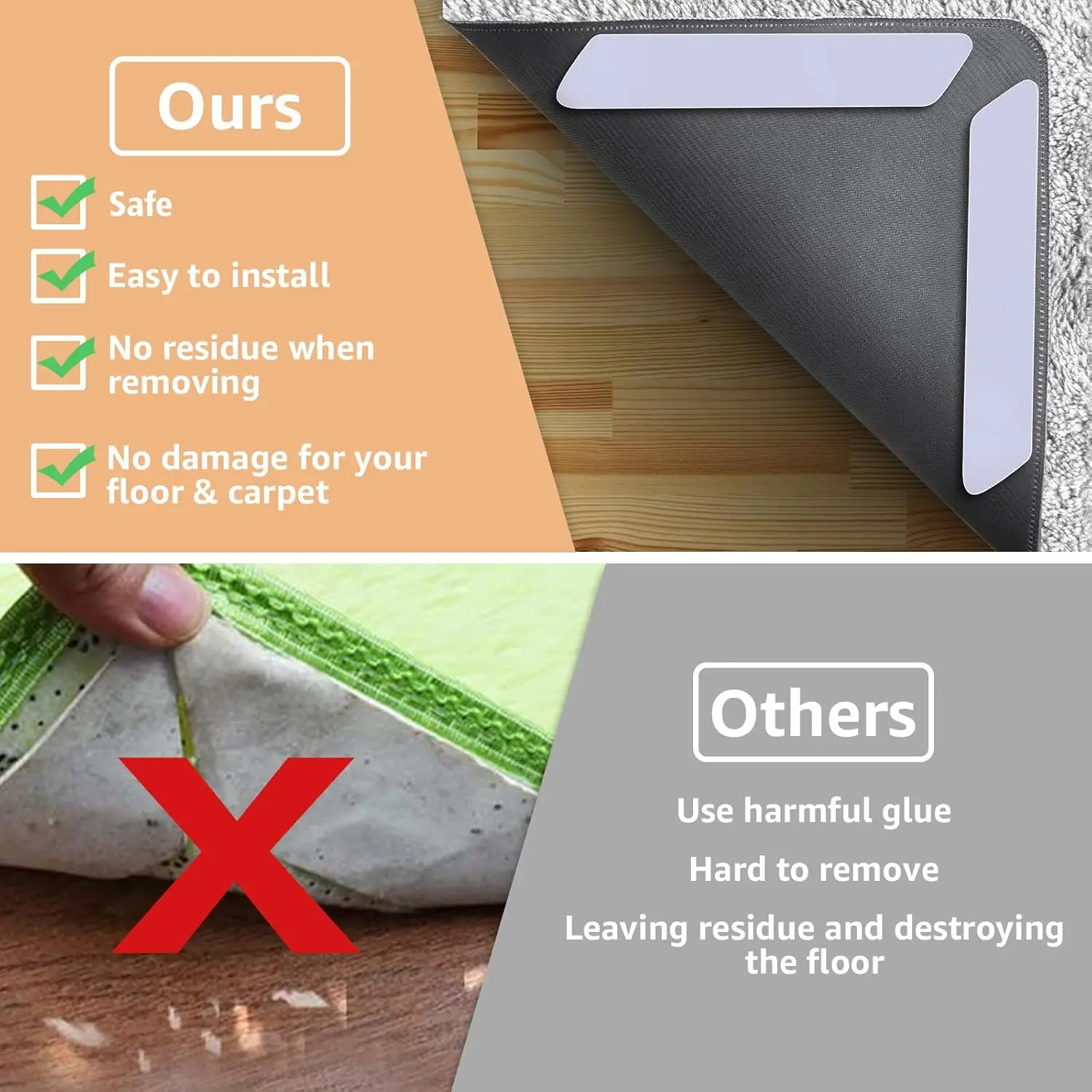 ZONGOOL 12PCS Reusable Rug Grippers – Non-Slip & Washable