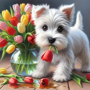 Cartoon Puppy Pattern DIY Diamond Arts Colorful Painting Kit without Frame, DIY 5D Diamond Arts Colorful Painting Kit, Wall Art Decor for Home, Diamond Painting Kits
