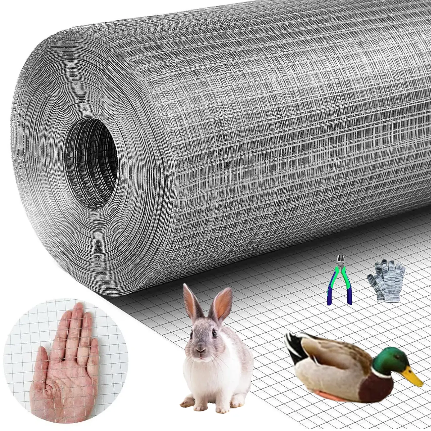 48inx100ft Hardware Cloth  1/2 inch 19 Gauge Rust-Resistant Mesh Roll with Snips/Gloves for Chicken Coop/Vegetable/Garden/Plants/Poultry Enclosures/Tree/Gutter Guards Rabbit Fencing Snake Fencing  Flower Bed Fencing