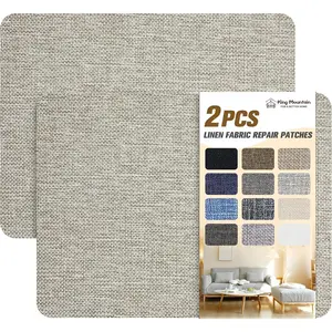 Coarse Linen Repair Patches, Self-Adhesive Fabric Patches, 8X11 inch 2 PCS, Multi Color, Can be Used for Couch and Linen Item (Cream-Gray 1.0)