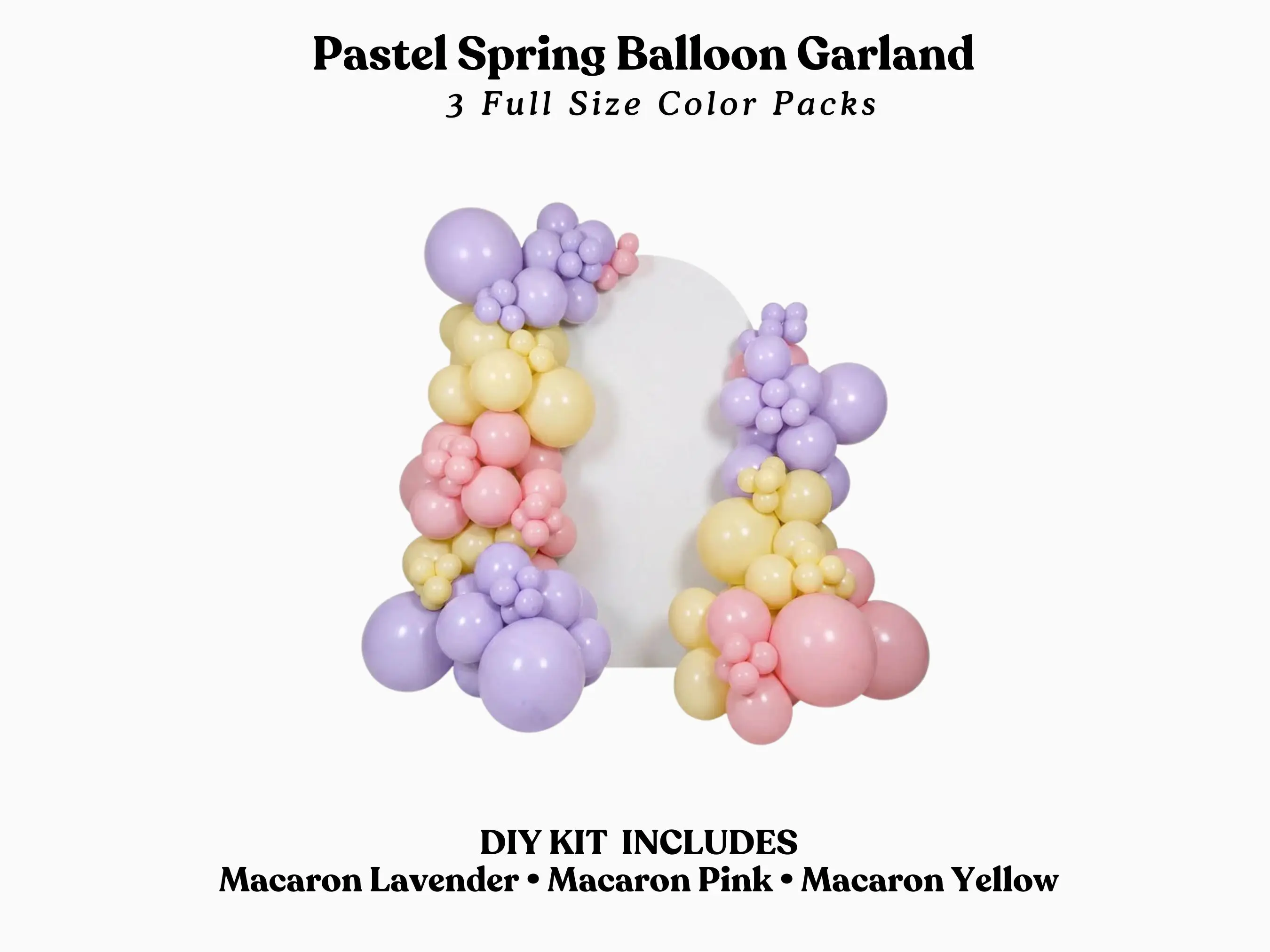 Pastel Spring Balloon Garland – Macaron Pink, Yellow, Lavender DIY Kit