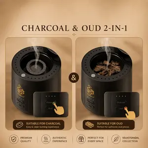 2-in-1 Electric Charcoal & Oud Incense Burner, Rechargeable Bakhoor Burner
