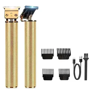 Hair clipper T-shaped blade, gap-free trimmer, rechargeable razor, lightweight and easy to use, suitable for men, women, children and the elderly,Gold