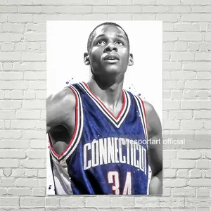 Ray Allen Connecticut Poster, Canvas,  print, Sports wall art, Kids room decor, Man Cave, Gift