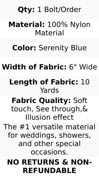 6"X10 Yards Serenity Blue Floral Lace Shimmer Glitter Tulle Fabric Bolt