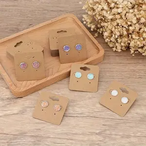 50Pcs 2'' Kraft Blank Paper Holder Cards With 6 Holes, Jewelry Display Cards For Selling, Hanging Earring Practical Convenient Jewelry Display Package Supplies