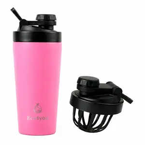 23oz Stainless Steel Shaker Bottle with Fruit & Tea Infuser – 3-in-1 Leak-Proof Water Bottle (No Mixer Ball, BPA-Free, Pink)