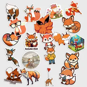 Sticker Pack 20 Cartoon Fox Vinyl Sticker, Cute Woodland Waterproof Decal