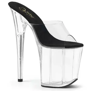 8 Inch Heel FLAMINGO-801 Clear Black Clear