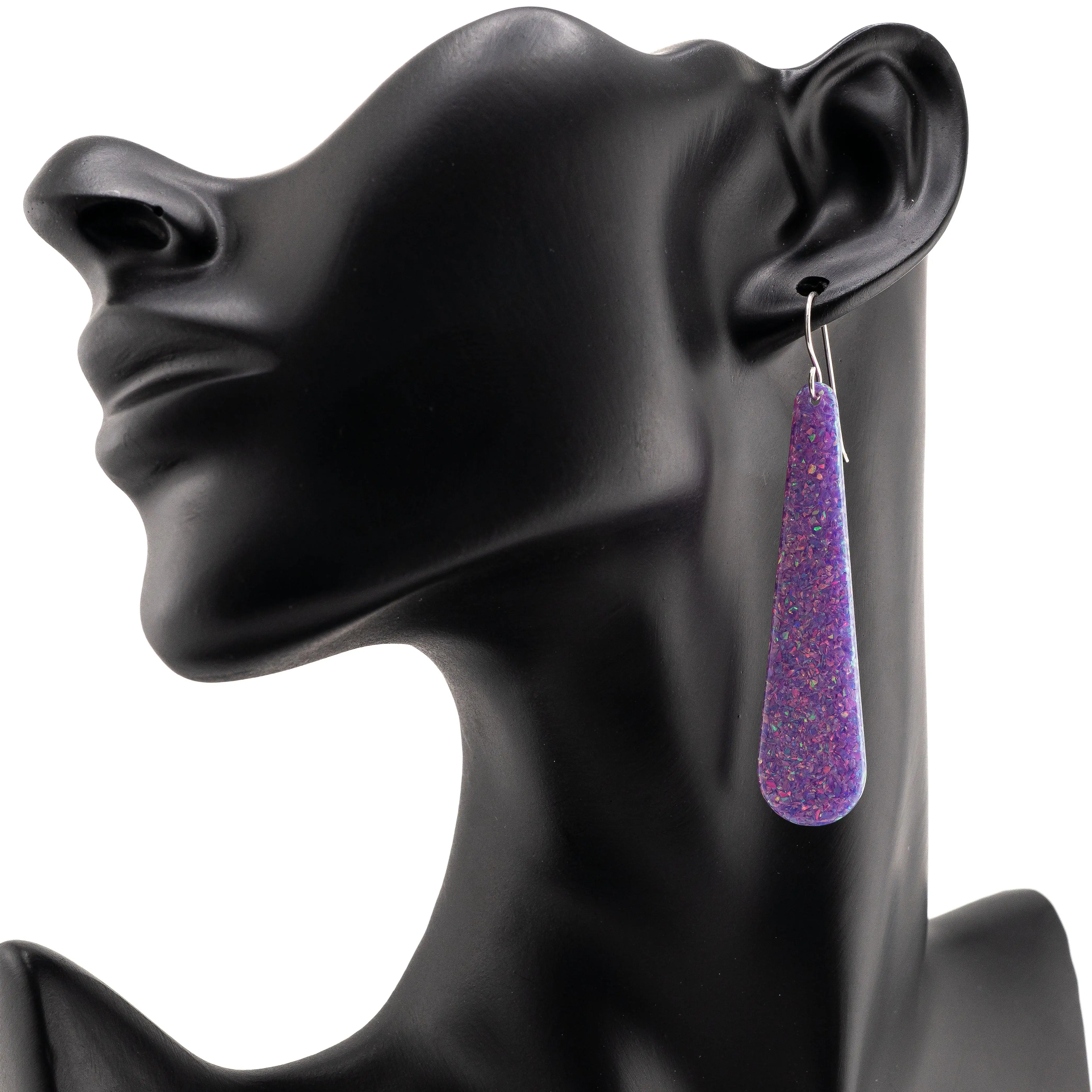 Purple Opal Teardrop Earring, Long