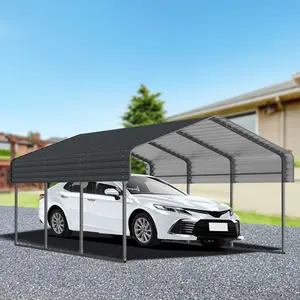 SAVEYOUR 10x15 FT Metal Carport with Enhanced Base & Galvanized Steel Roof Heavy Duty Outdoor Garage Shelter for Cars Boats Trucks Weather Resistant
