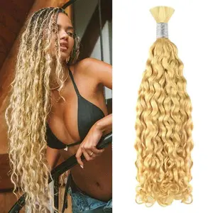 Wet and Wavy Bulk Human Hair Blonde #613 Braiding Hair 100 Grams for Stylish Braids and Extensions
