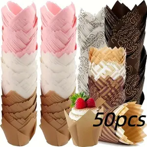 High Temperature Resistant Tulip Cake Paper Cups Muffin Cup Liners Baking Tools, Oil-Proof Kitchen Muffin Paper Holders Flame Cup Bakeware Baking Utensils