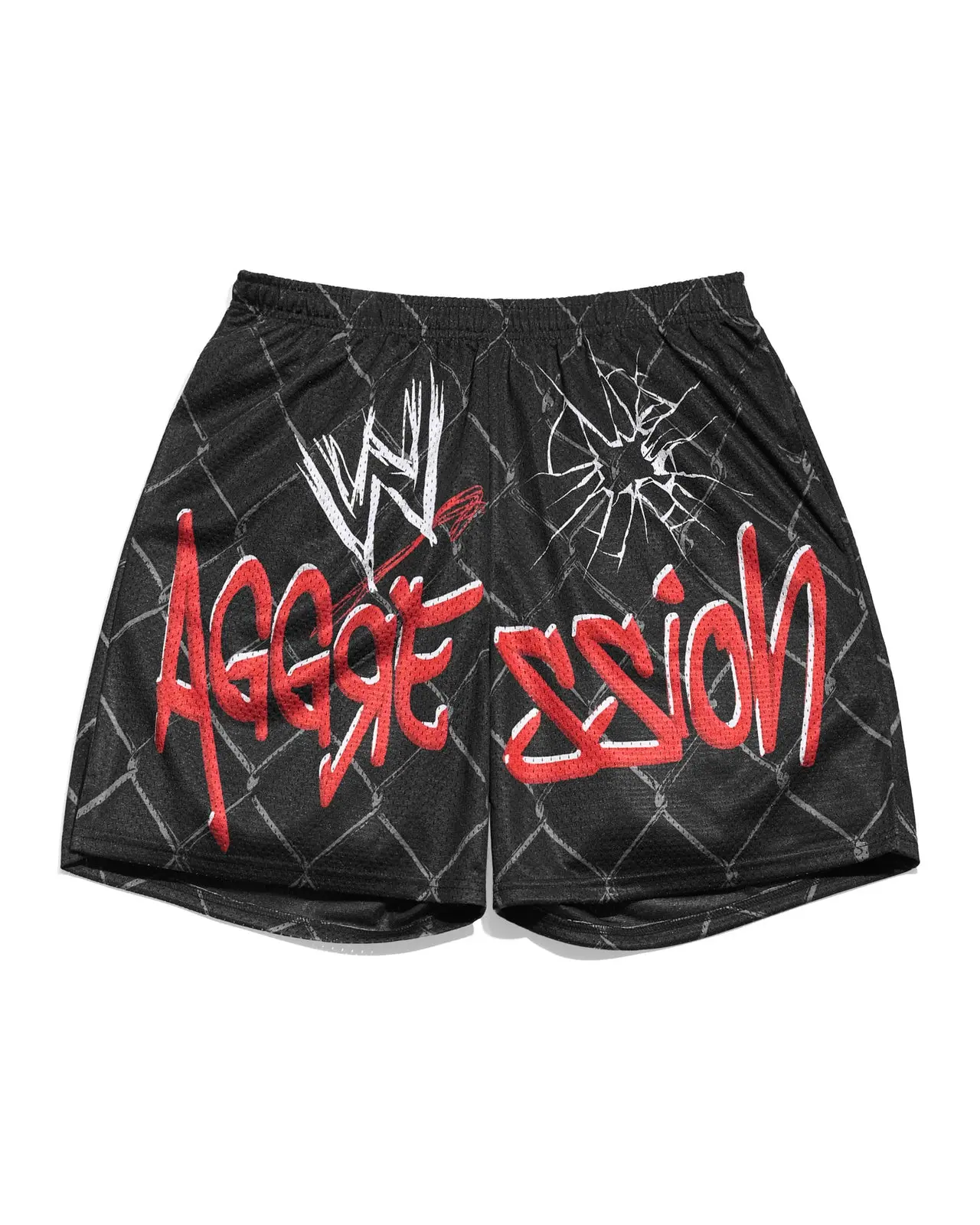 WWE Aggression Retro Mesh Shorts – Officially Licensed Wrestling Athletic Shorts for Men | Retro WWE Gym & Streetwear Shorts | Lightweight Breathable Activewear for Training & Everyday Wear
