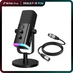 FIFINE AM8 Series XLR Microphone for Podcast Recording with XLR Cable, Dynamic Mic with headphone jack, Desktop Mic for PC Gamer, XLR mic for audio interface mixer,father'sdaygifts