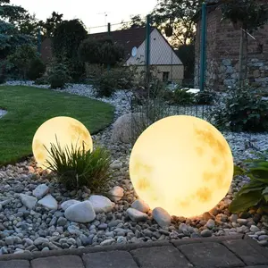 Outdoorfun 15.7-Inch Large LED Solar Moon Lamp with 16 Color Options Multi-Layered Visual Focus IP65 Waterproof Eco-Friendly Lighting for Weddings Parties and Garden DecorValentine's Day, gift