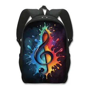 Stylish Musical Notes & Piano Keyboard Backpack - Large Capacity Travel & School Bag for Teens, Adjustable Straps, Durable Polyester, Vibrant Graphic Designs (Watercolor, Pastel, Monochrome Styles), Piano Bags for Teens