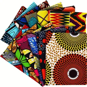 12 random pattern Pieces African Fabric Fat Quarters 19.5 x 15.7 Inch (50 x 40 cm), African Ankara Wax Print Fabric for Sewing, Face Covering Make, Craft Projects and Patch Work DIY, Fashionable Ethnic Pattern