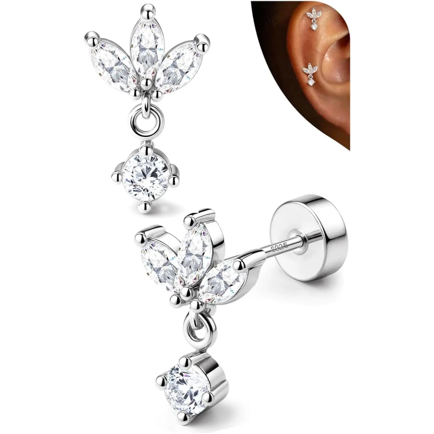 Silver Tone-Leaf Dangle