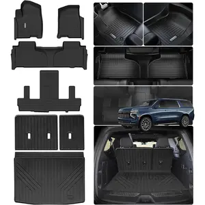 Floor Mats & Trunk Mat & Backrest Mat for 2021-2025 Chevy Chevrolet Suburban 7 Seats-2 Row Bucket Seat/GMC Yukon XL (Non Short),Car Floor Liners with Cargo Liner
