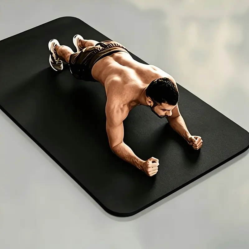 Ultra-Thick Men'S Fitness Mat for Home Gym |   200Cm/78.74 Inches Black Yoga Mat, 10Mm Thick Soundproof And Shock-Absorbing, NBR Material, Suitable for Home And Gym Use