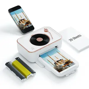 Hanin CP6000 Multifunction Photo Printer with Retro Gramophone Design, Wireless Smartphone Connection, Thermal Dye Sublimation, High-Quality Prints for Home & Creative Projects