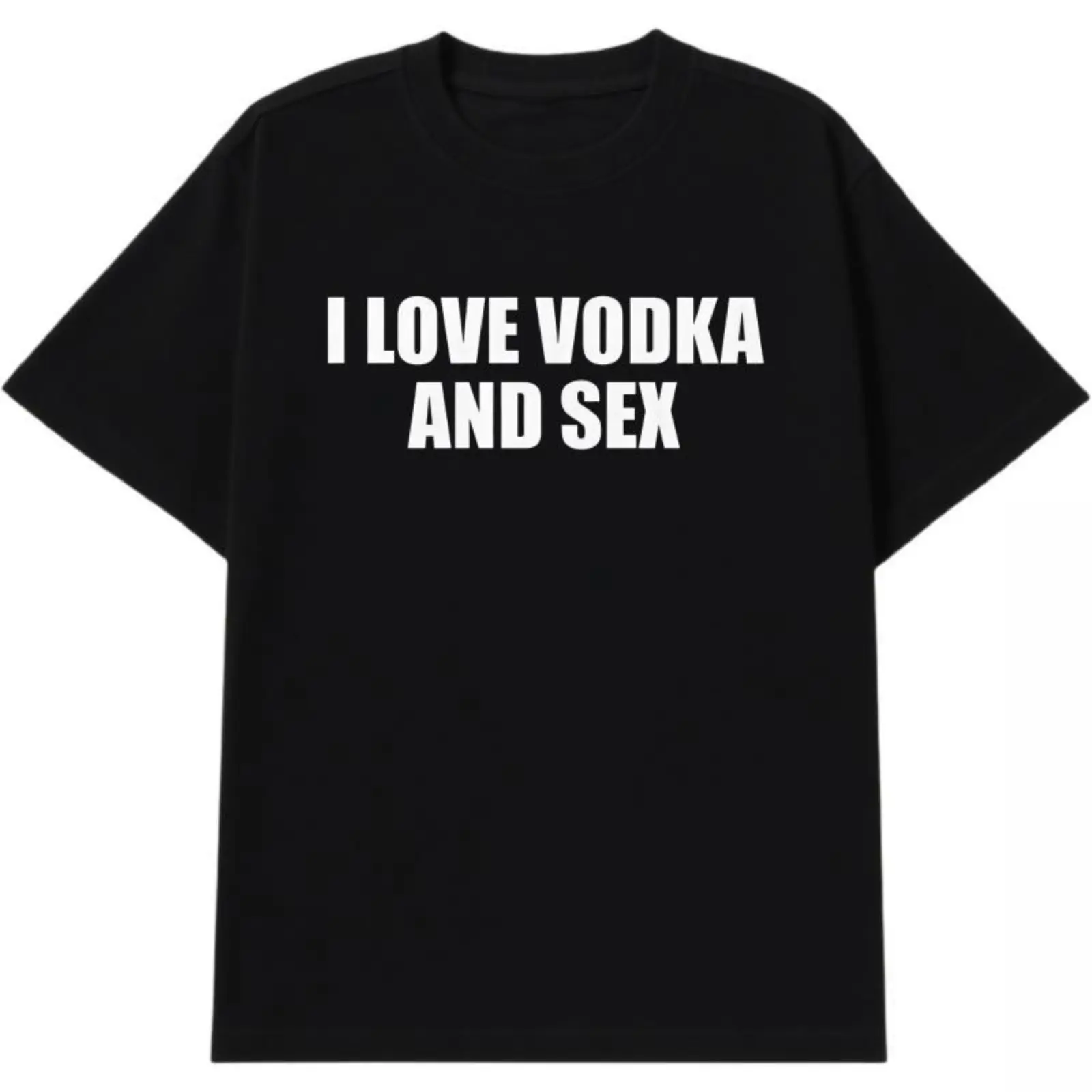 I Love Vodka And Sex Unisex Heavy  Tee Y2K Shirt Iconic  Meme Club Party Bar Cute Top Viral Edgy Sassy Sarcastic Chaotic Gift, Adult  T-Shirt, Gift For Woman  Funny Crew Neck Tee Golf Gift T-Shirt For Men And Women