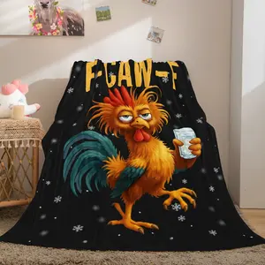 F-CAW-F Funny Blanket Animal Blankets FCAWF Chicken Chicken Sarcastic Rooster Hilarious Chicken Soft Flannel Sofa Bed Cover Funny Gift Lightweight All-Season Travel Camping Home Rug Ideas Xmas Gift Twin Full Queen King Size