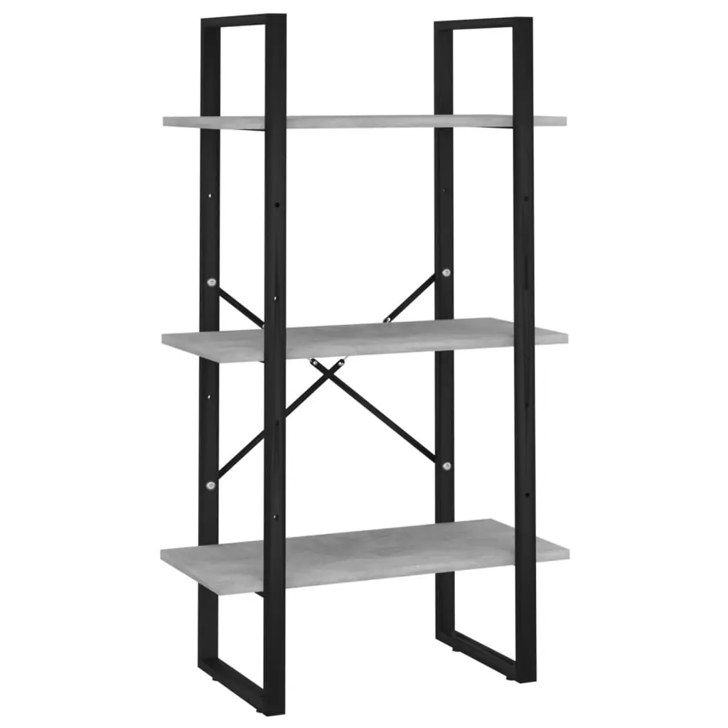 vidaXL Bookshelf, Book Cabinet with 2 Doors Bookcase, Standing Shelves for Office Living Room, Scandinavian Style, Concrete Gray Engineered Wood 806511