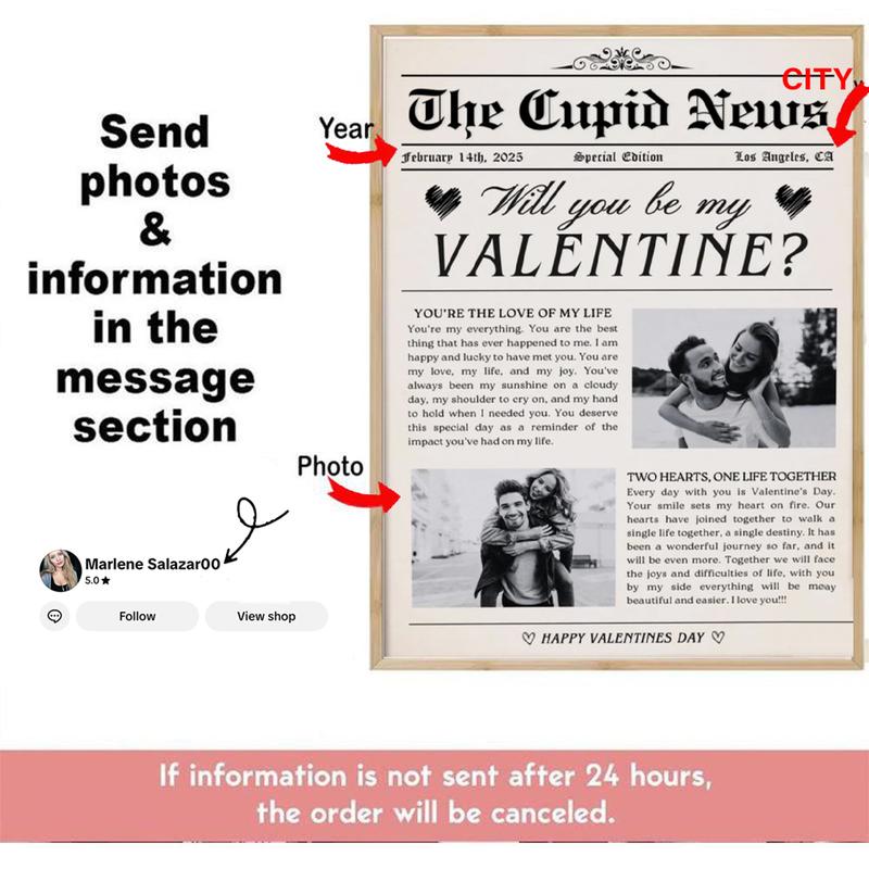 Valentine Poster,  Retro Love Quotes & Romantic Typography Wall Art,  Unframed Room Decor for Couples, Lovers & Gift Ideas