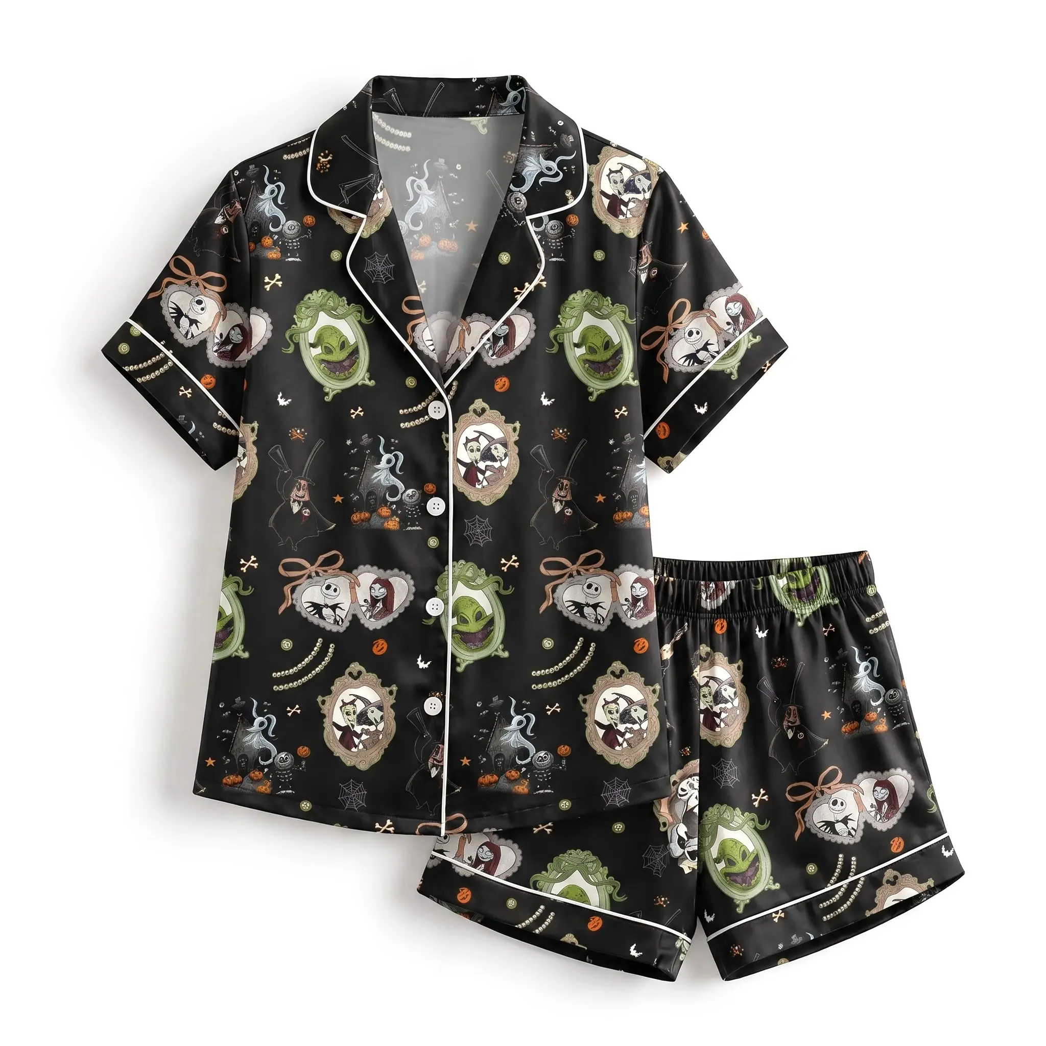 Night Bef0re Chr!stmas Pajamas Set Character Sleepwear Spooky Holiday Pjs Halloween Sleepwear