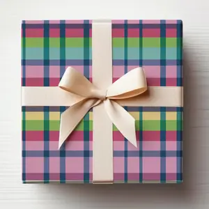 Plaid Wrapping Paper Roll, Colorful Plaid Gift Wrap Roll, Multicolored Plaid Wrapping Paper, Colorful Plaid, Rainbow Colors Gift Wrap