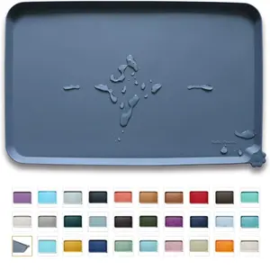 Waterproof Pet Feeding Mat High Lips Silicone 19"x12" Non-Toxic BPA-Free Easy Clean Dishwasher Safe for Dogs Cats