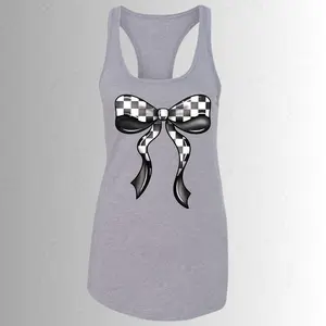 Checkered Flag Bow Cute Women’s Tank Top