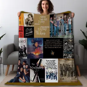 The Outsiders Collage Fleece Blanket Stay Gold Ponyboy Vintage Movie Throw – Soft Cozy Blanket for Sofa, Bed, Movie Nights & Dorm Decor – Gift for 80s Film Fans