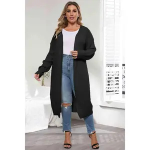 Plus Size Open Front Long Sleeve Cardigan
