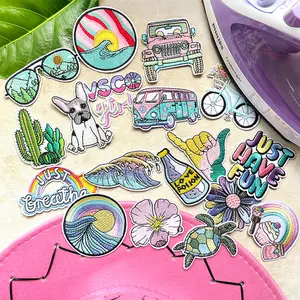 Iron On Embroidered Patches Assorted Cute Cartoon Applique Set Bright Sew On DIY Fashion Accessories Patches for Clothes Jeans Hats Backpack Sock