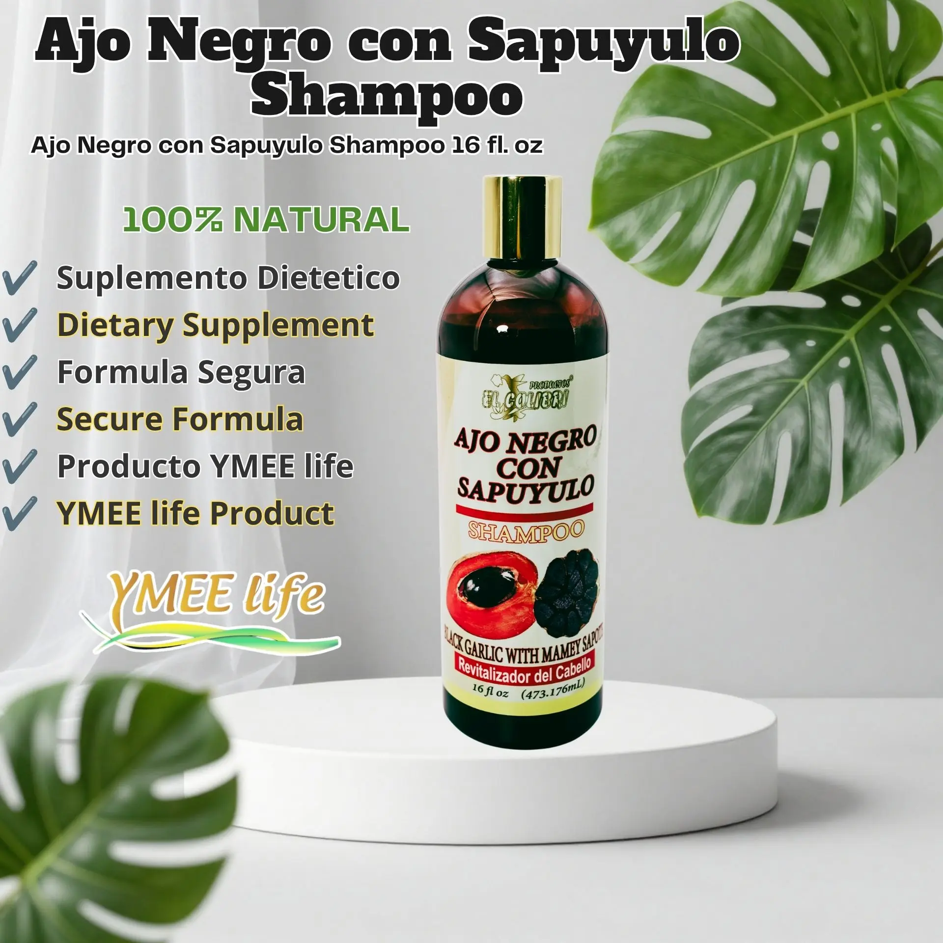 Black Garlic and Sapuyulo Haircare Shampoo, 16 fl. oz