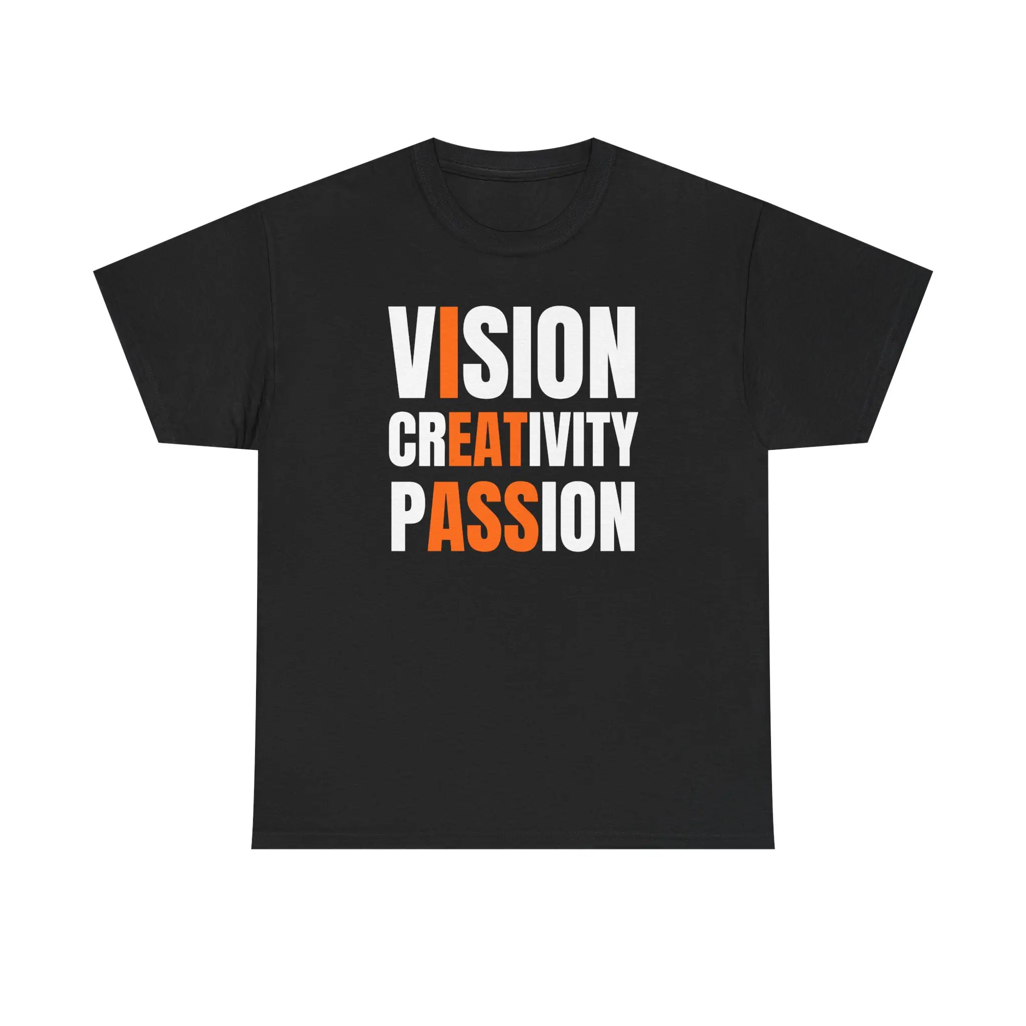 Unisex Heavy Round Neck Short-Sleeve Basic Casual Tops - Vision Creativity Passion Motivational Shirt, Gift For Men and Women, Shortsleeve