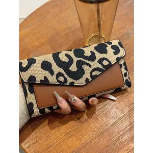 Women's Leopard Print Trifold Wallet Clutch, Multi-Pocket Long Wallet with Card Slots, Stylish Travel & Everyday Purse for Women