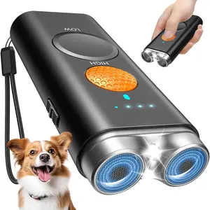 Dog Bark Deterrent Device Anti Barking Device for Dogs Training Indoor Outdoor No More Bark Ultrasonic 2X Effective Emitters 50ft Range to Stop Neighbors Dog Barking Rechargeable for All Dogs