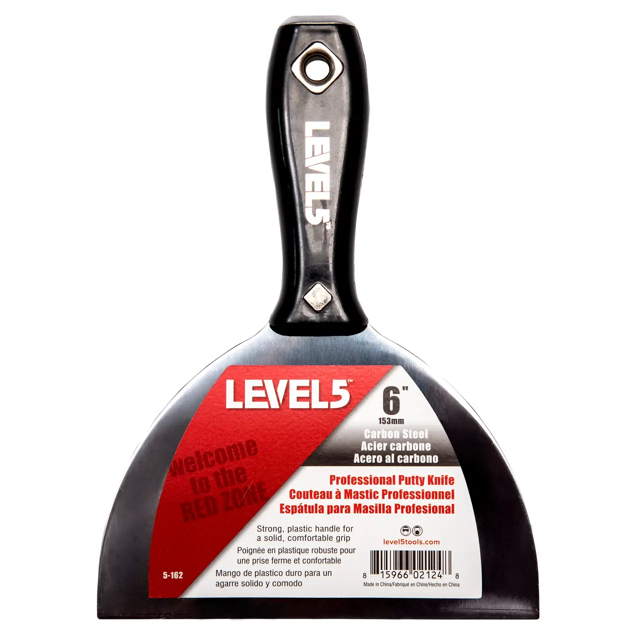 Level5 Tools 6 in. Carbon Steel Drywall Putty Knife, Putty Taping Knife with Strong Plastic Handle, Strong Handle, Drywall Putty Knives